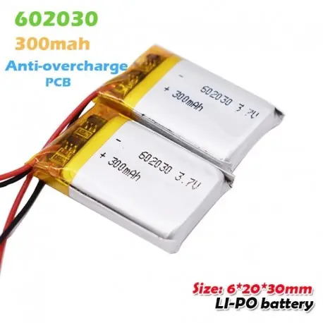 Ajánlat 1 DB - 602030 3,7 V 300 mAh lítium polimer újratölthető akkumulátor MP4 Bluetooth hangszóróhoz Tachográf Smart Watch