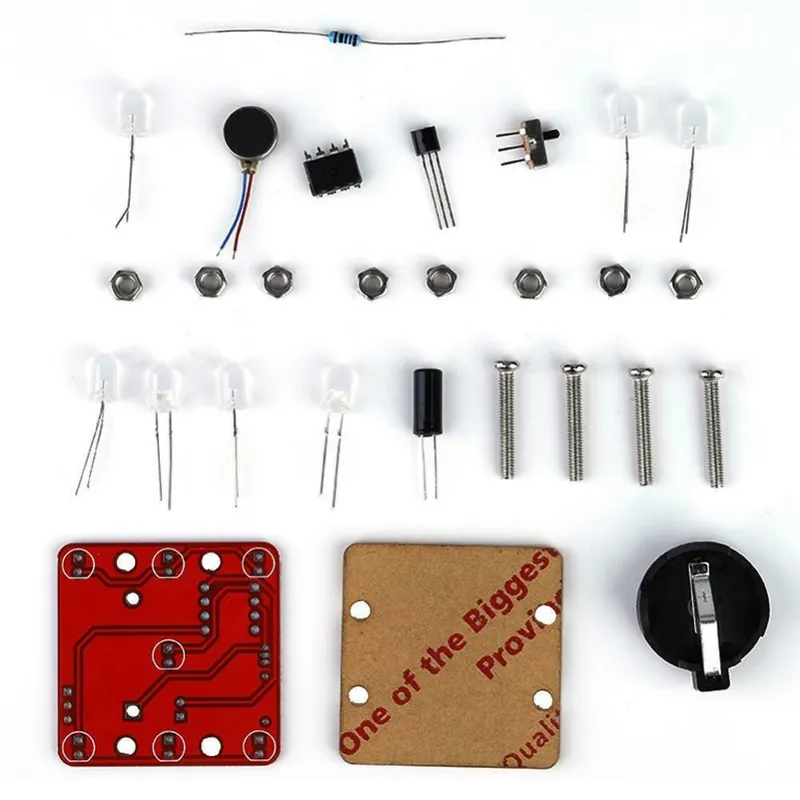Piros fény - DIY Swing Shaking LED Dice Kit kis vibrációs motoros elektronikus készlet akril 6V Legkelendőbb