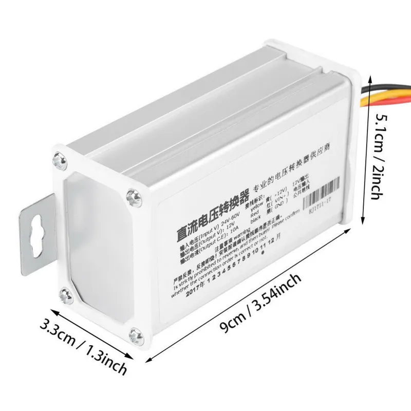 Gyors kiszállítás Nincs szín - DC 24V-60V - 12V-10A 120W tápegység szabályozó akkumulátor töltő átalakító