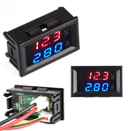 DC0-100V 10A LED Vörös Kék feszültség árammérő Árcsökkenés