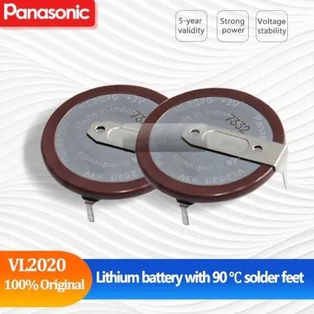 2db 100 -ban eredeti Panasonic VL2020 2020 3V 20mAh újratölthető lítium akkumulátor 90 fokos hegesztő láb gomb érme Ne maradj le
