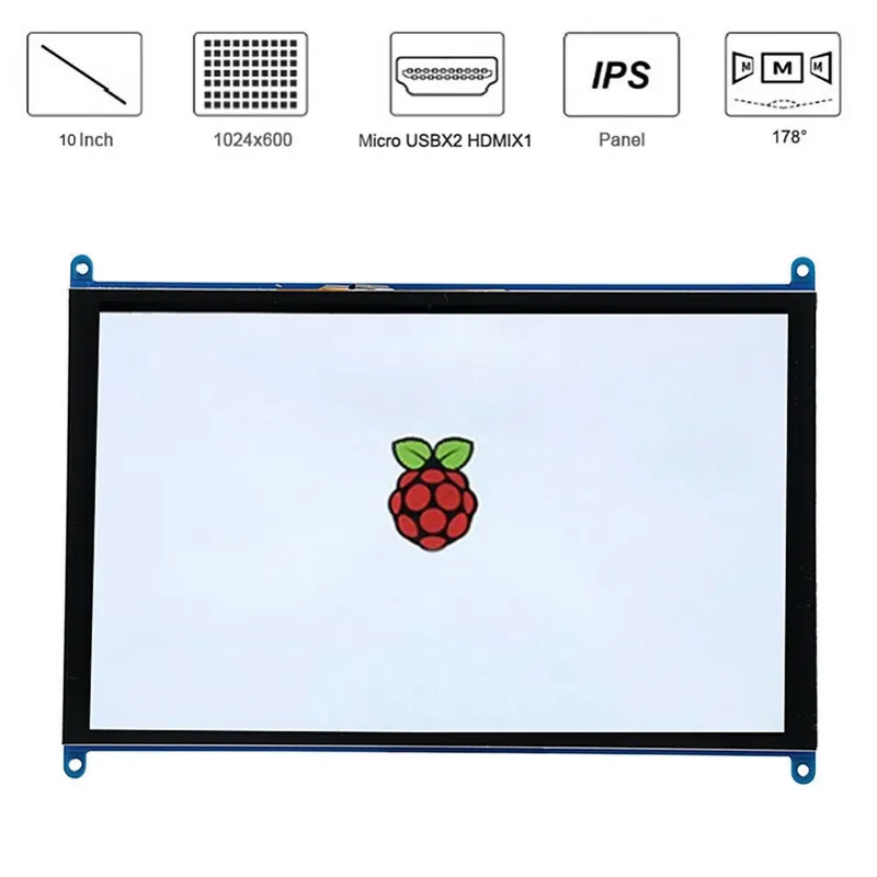 Népszerű Nincs szín - 10 hüvelykes HD érintőképernyős háttérvilágítású képernyő, 1024x600 mikro USB, Raspberry Pi-hez