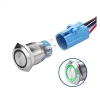 LED vízálló kapcsoló 19 mm - Zöld háttérvilágítás, 12 - 24V Csak ma