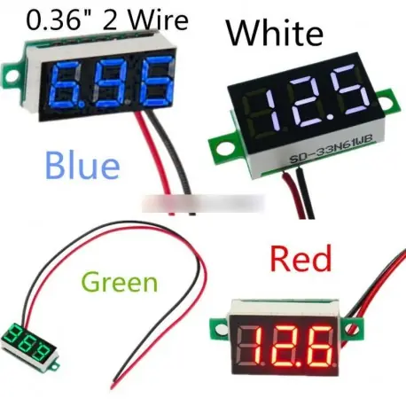 Árcsökkenés 4 színes 3-digiis DC 4.7-32V Mini LED Panel feszültség MeterAdjustment Feszültségmérő