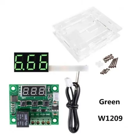 Zöld DC12V -50-110 ° C-os W1209 termosztát hőmérséklet kapcsoló érzékelő   tok Kedvezményes ár