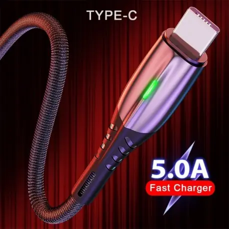 5A C típusú USB kábel LED Android mobiltelefon Gyorsan töltő adatkábeltöltés a Xiaomi Samsung Huawei Exkluzív ajánlat