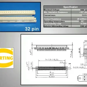 DIN41.612 C tipusú anya 32p.180° 5.08mm Alacsony ár