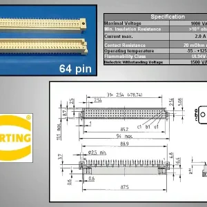 Outlet DIN41.612 C tipusú apa 64p.180° 2.54mm