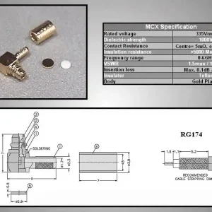 Expressz szállítás MMCX apa-dugó 90°( krimpelhető RG174) 50Ohm