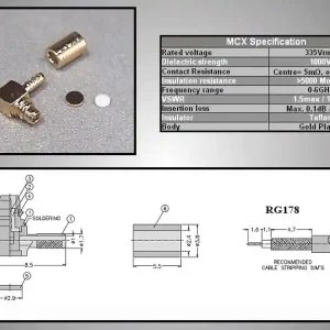 Árcsökkenés MMCX apa-dugó 90°( krimpelhető RG178) 50Ohm
