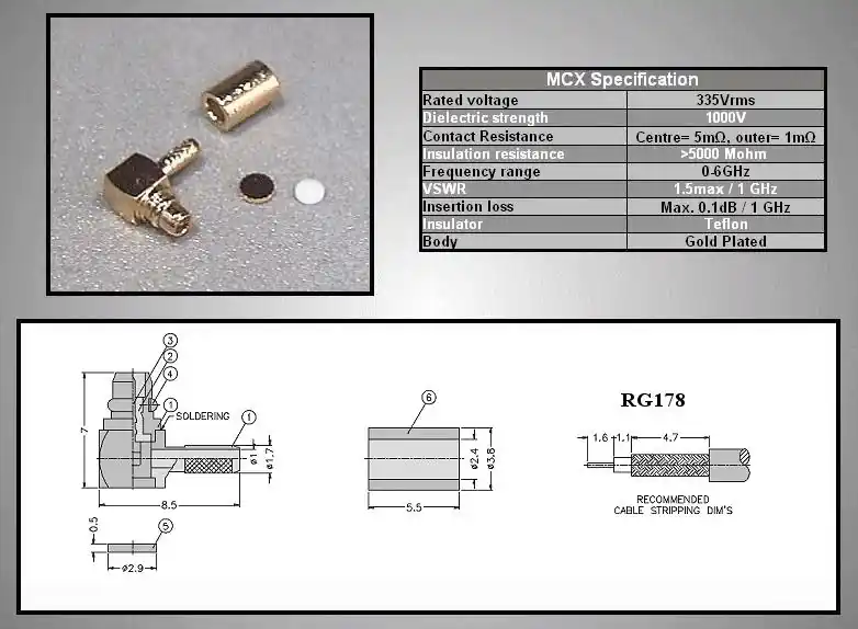 Árcsökkenés MMCX apa-dugó 90°( krimpelhető RG178) 50Ohm