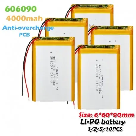 Végkiárusítás 1 DB - 606090 3,7 V 4000 mAh újratölthető lítium polimer akkumulátorok NYÁK-val táblagép játékokhoz laptop GPS Power
