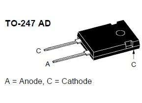 Akció Dióda 1200V 28A/375Ap 40nS, max: 60nS 138W TO247AD DSEI30-12A