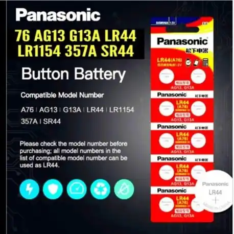 Expressz szállítás 10db PANASONIC LR44 A76 AG13 0 Hg SR1154 357 LR 44 1,5 V-os cellás akkumulátorok Számológéphez 0 Hg