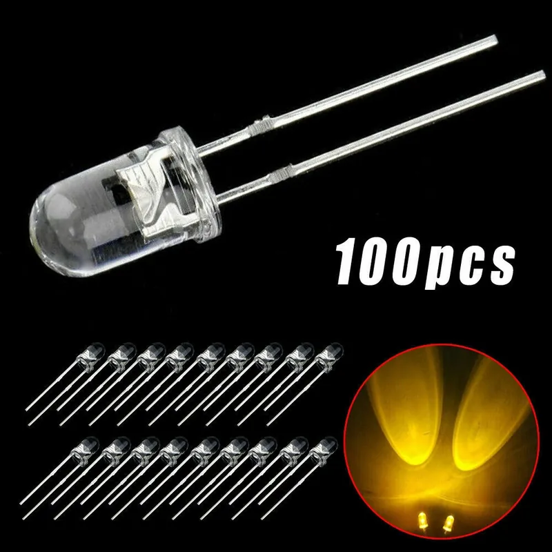 Ajánlat Nincs szín - 20 mA-es LED-diódák 100Pcs sárga elektronikus alkatrész csere készlet hordozható