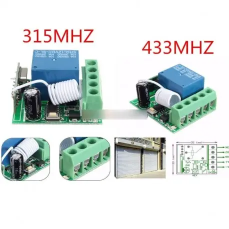 315 / 433MHz 1 csatorna vezeték nélküli RF Remote Control Switch vevő DC12V relé 10A Expressz kézbesítés