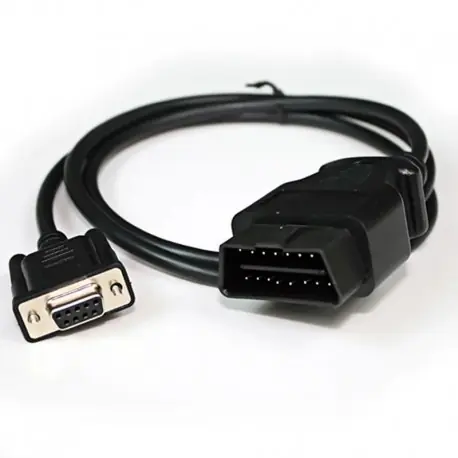 OBD 2 kábel 16 tűs DB9 női soros port RS232 adapter csatlakozó autó kábel 1.13 méteres 16PIN - DB9 soros RS232 OBD2 Outlet