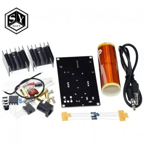 Expressz kézbesítés 1 szett Mini Tesla tekercs készlet 15 W Mini zene Tesla tekercs plazma hangszóró Tesla vezeték nélküli átvitel DC 15-24V