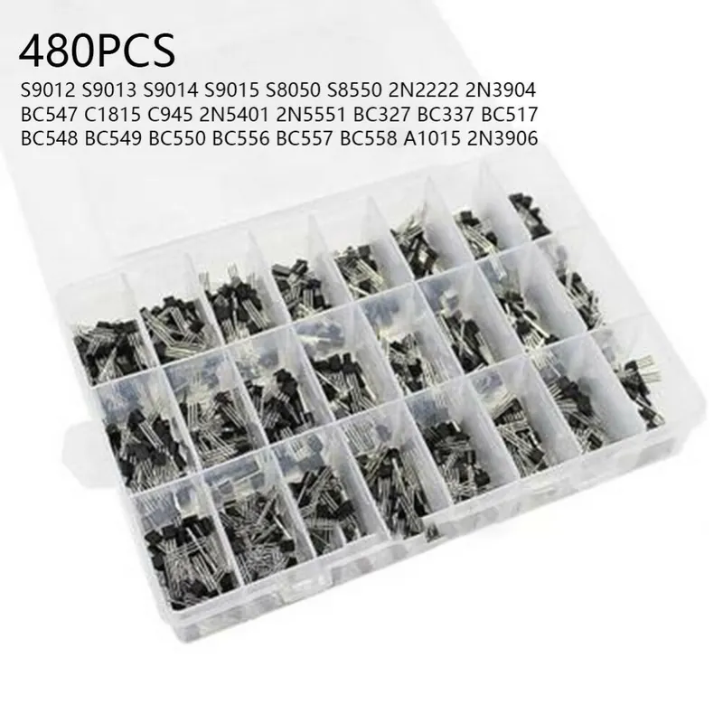 Nincs szín - 24 érték Általános rendeltetésű elektronikai tranzisztor 480 csomag, tárolódobozzal Ajánlat