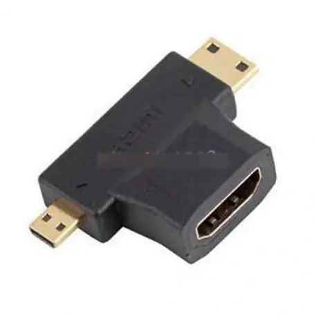 3 in 1 HDMI női Mini HDMI Micro HDMIadapter-csatlakozó fekete Árengedmény