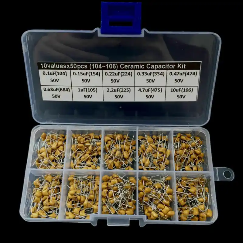 Nincs szín - Rengeteg 500PCS 10 érték 0,1uF ~ 10uF 50V kerámia kondenzátor válogatott készlet megbízható Biztonságos vásárlás