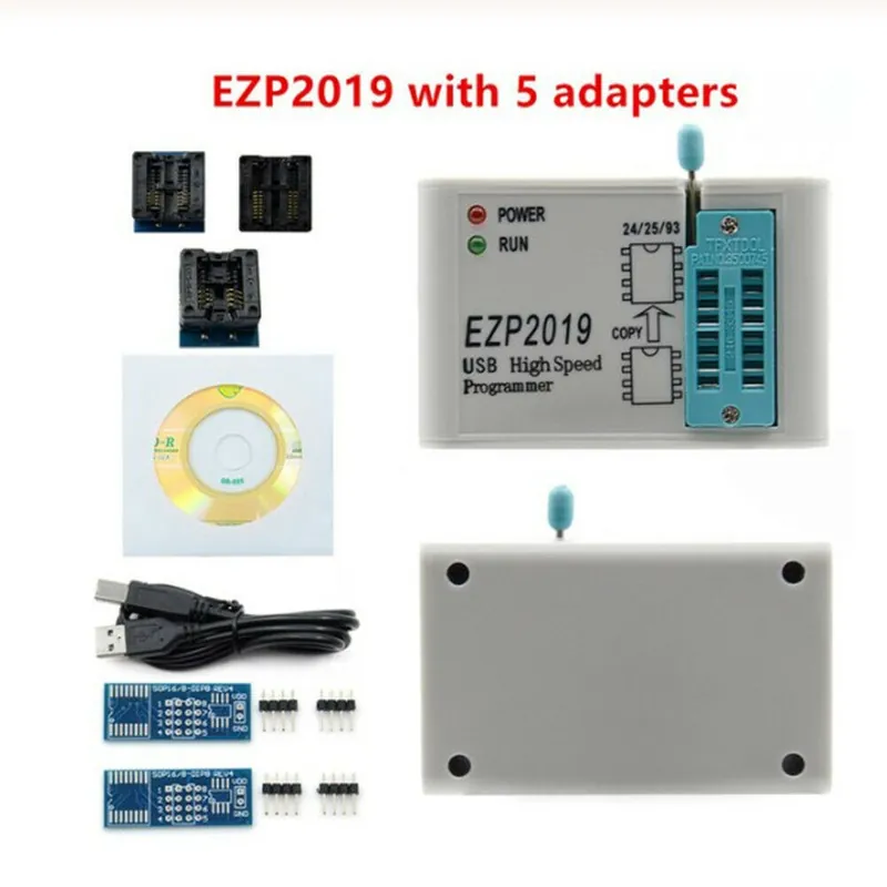 5 adapterrel - USB SPI programozó USB 2.0 interfész EZP2019 SOP8 Kiváló minőségű vadonatúj Tartós Alacsony ár