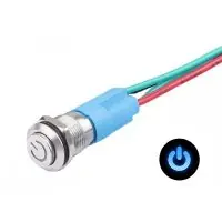 Gyors kiszállítás LED vízálló kapcsoló kiemelkedő érintőpanellel 12 mm - Kék, 12 - 24V