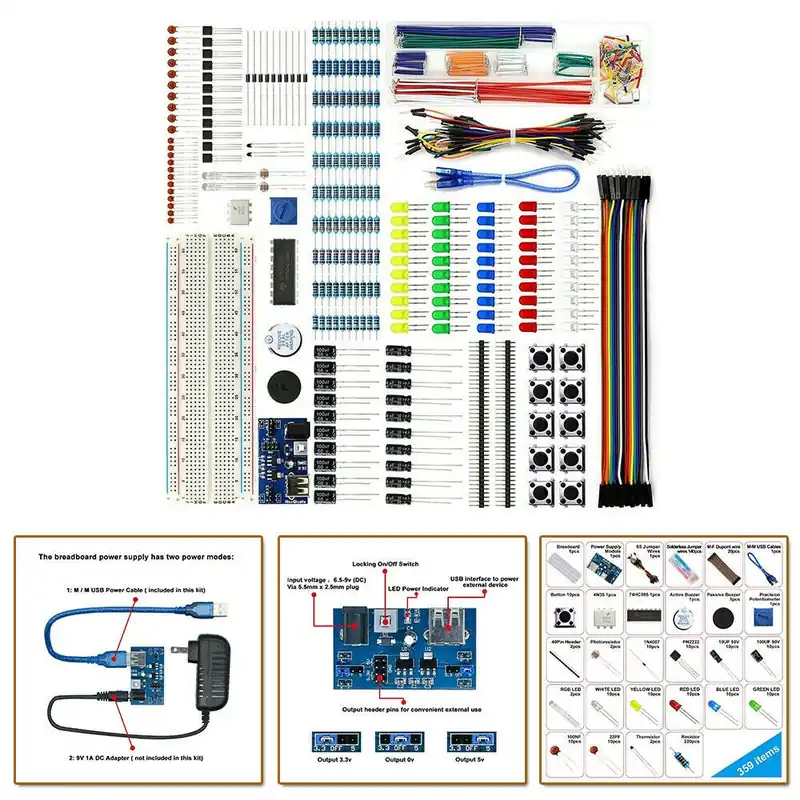 Alacsony ár Nincs szín - Elektronikai alkatrész indító készlet W / 830 kötőpontos kenyérlap kondenzátor ellenállás