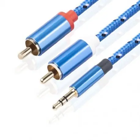 Biztonságos vásárlás Szín: kék - RCA audiokábel HiFi sztereó 3,5 mm - 2RCA audio kábel AUX jack 3,5 - 2 RCA kábelelosztó TV-hez PC erősítők