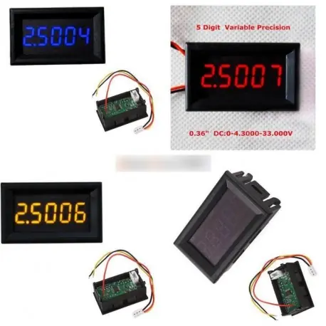 Azonnal elérhető Piros kék sárga 5 számjegyű LED DC 0-4.3000-33.000V digiis feszültség Panel Feszültségmérő