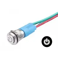 LED vízálló kapcsoló kiemelkedő érintőpanellel 12 mm - Fehér, 12 - 24V Legnépszerűbb
