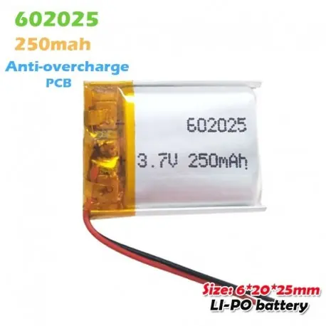 Prémium 1 DB - 602025 3,7 V 250 mAh lítium akkumulátorok MP3 MP4 MP5 GPS PSP mobil bluetooth headset hangszóró Li-Po li ion