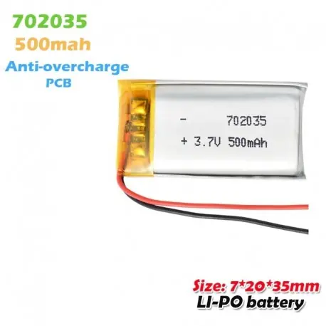 2db - 702035 3,7 V 500 mAh újratölthető lítium polimer Li-po akkumulátor a BT hangszóróhoz intelligens karóra LED fény Outlet