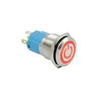 LED vízálló kapcsoló 12 mm - Piros háttérvilágítás, 12 - 24V Korlátozott ajánlat