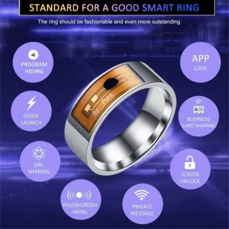 Nézd meg most Android okos gyűrű okostelefonhoz NFC intelligens multifunkcionális vízálló fekete fehér több méretben