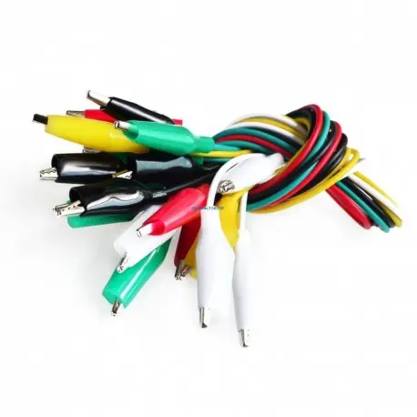 Olcsóbb 10db 46cm 5 szín hosszúságú kettős végű aligátor klipek jumper huzal mini teszt klipek DIY tesztkábel tesztmappa