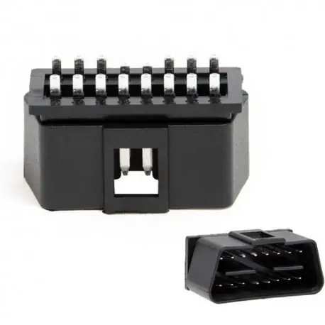 Szuper ajánlat K6 - Többféle garancia OBD2 dugós dugó OBD16-tűs csatlakozó 90 fokos aranyozott derékszögű 12V / 14V dugós adapter
