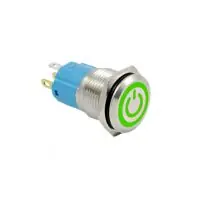 LED vízálló kapcsoló - Zöld háttérvilágítás, 12 mm, 3 - 6V Biztonságos fizetés