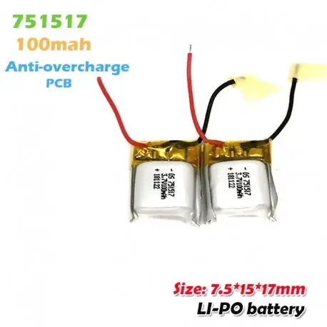 Legkelendőbb 4db - 751517 3,7v 100mah újratölthető lítium polimer akkumulátor Cx10 CX-10 CX-12 JJ810 820 828 V646 RC Quadrocopter Li ion