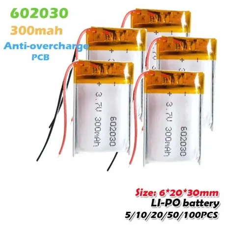 Expressz kézbesítés 20PCS - 602030 3,7 V 300 mAh lítium polimer újratölthető akkumulátor MP4 Bluetooth hangszóróhoz Tachográf Smart Watch