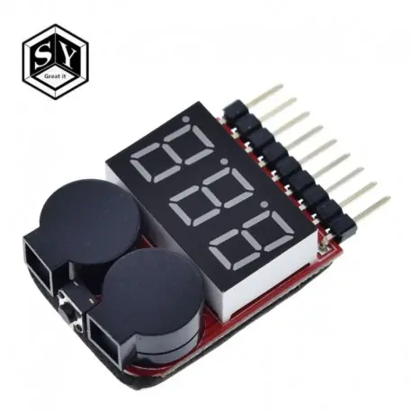 F00872 Lipo akkumulátor feszültségmérő feszültségmérő kijelző ellenőrző kettős hangszóró 1S-8S alacsony Azonnali szállítás
