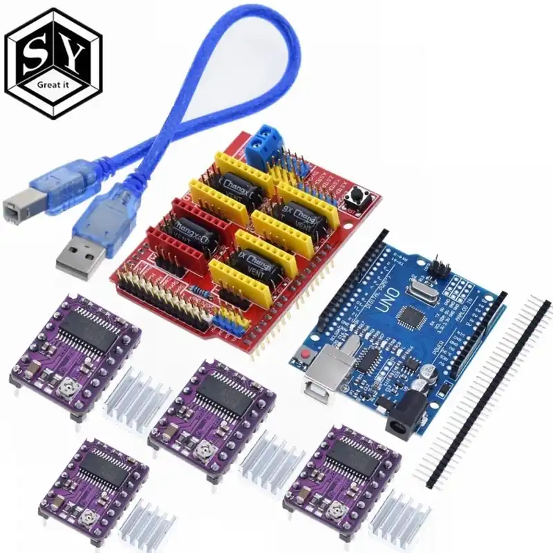Gyors kiszállítás cnc pajzs V3 gravírozógép 3D Printe 4db DRV8825 meghajtó bővítőkártya Arduino UNO R3-hoz USB kábellel
