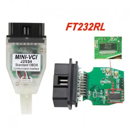 Kedvezmény V15.00.028 To-yota MINI VCI J2534-hez FTDI-vel FT232RL / RQ OBD2 autódiagnosztikai eszköz Auto szkenner kábel TIS Techstream