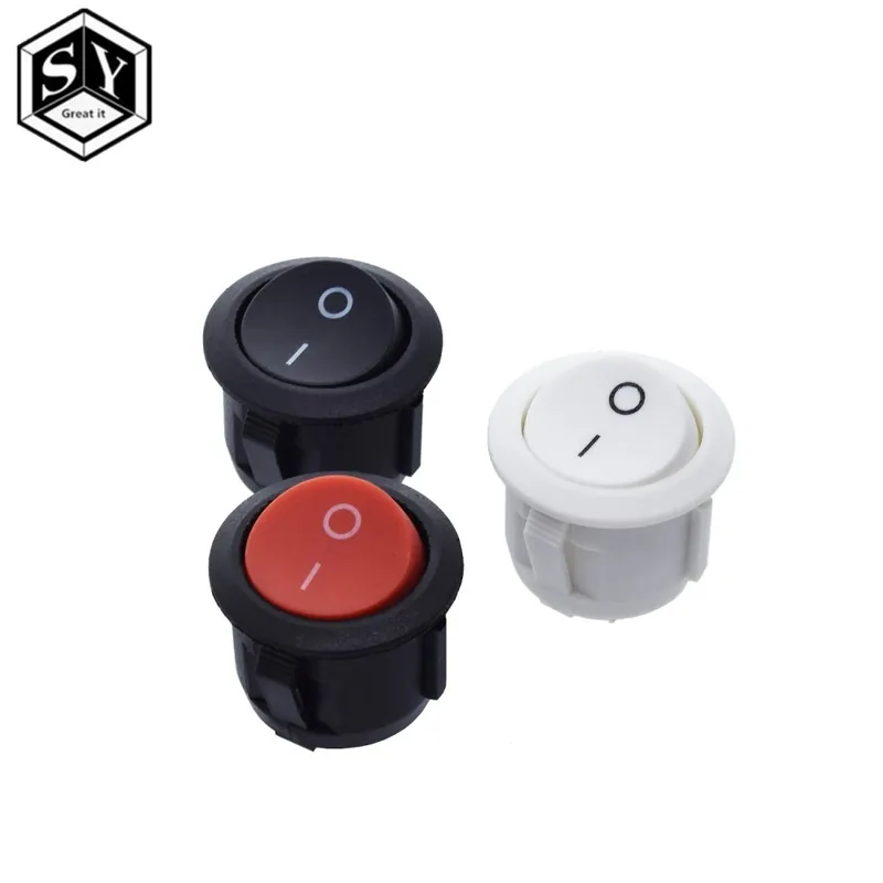 3PCS Great IT Piros Fekete Fehér 20MM BE / KI kerek billenőkapcsoló 6A / 250VAC 10A 125VAC műanyag nyomógombos kapcsoló Ingyenes szállítás