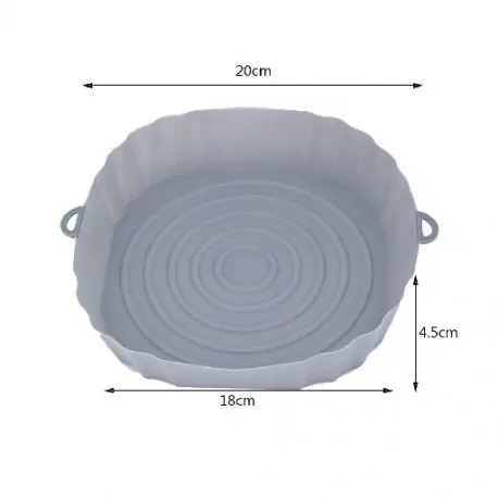 Biztonságos fizetés Szín: 18 cm szürke - Szilikon AirFryer edény Újrafelhasználható légsütő sütő tepsi Kerek bélés pizzaszőnyeg