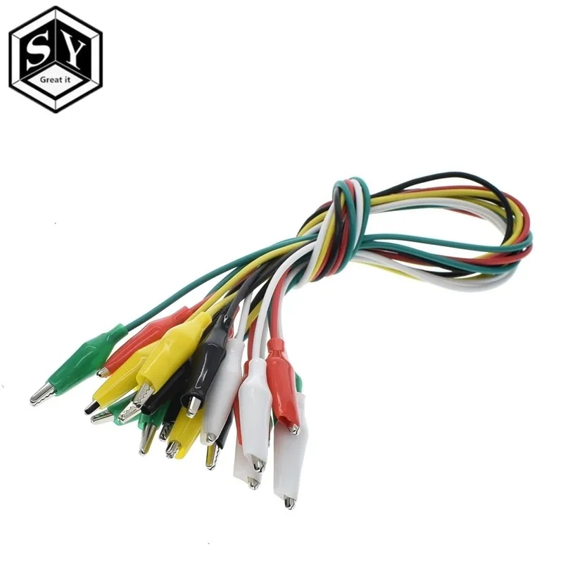 TZT 10PCS aligátor klipek 50 cm-es elektromos barkács tesztvezetékek aligátor kétvégű krokodil klipek Roach Clip teszt Végkiárusítás
