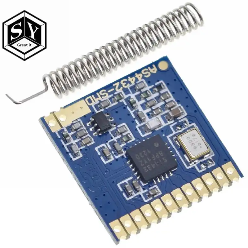 Outlet AS4432-SMD Si4432 433MHz vezeték nélküli modul SI4432 kisméretű SMD 100mw 1,5km