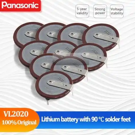 Névleges feszültség: 3V - 10 db 100 -ban eredeti Panasonic VL2020 2020 3V 20mAh újratölthető lítium akkumulátor 90 fokos Azonnal elérhető