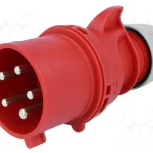 Akciós ár Ipari dugvilla lengő 3P+N+E 32A 5P 400V(50+60Hz) piros IP44 műanyag csavaros 6h-pozíció Shark PCE