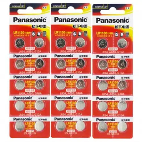 Kiárusítás 30db 100 -ban eredeti PANASONIC LR54 189 AG10 L1131 SR1130 G10 V10GA 389 alkáli gombos cellás érme akkumulátor